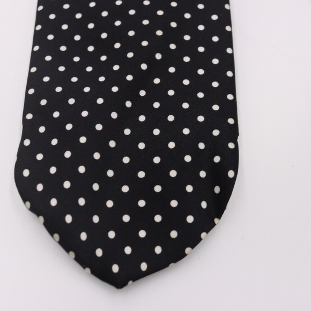 Dolcepunta Black & White Polka Dot Vintage Silk Tie
